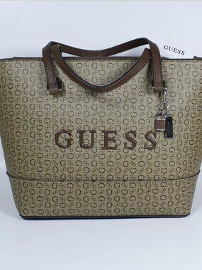 Original GUESS Tote Bag‎ – Beige and Brown Monogram Logo – New with Tags